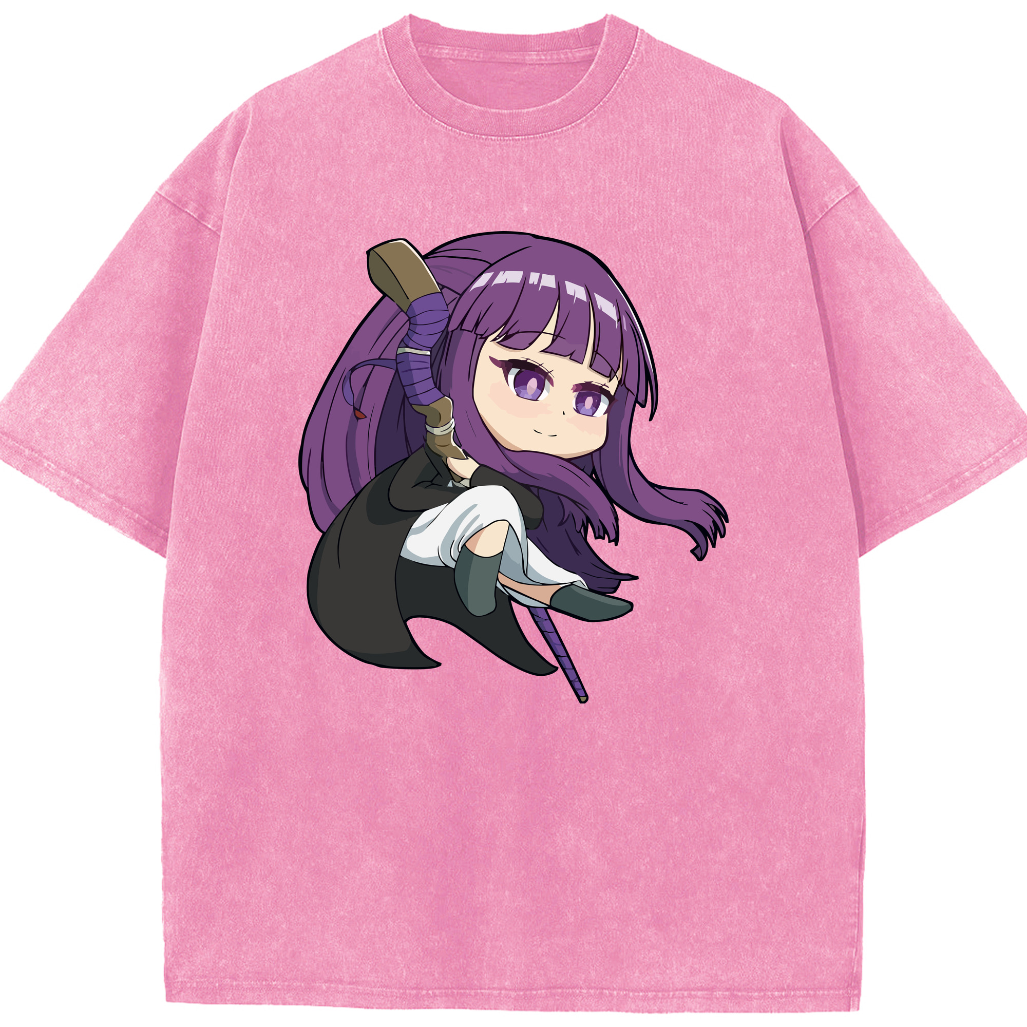 （画像用） 葬送のフリーレン Frieren 綿100% ヴィンテージ風 半袖Tシャツ（フロントプリント）